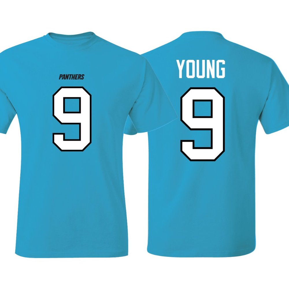 Panthers Bryce Young Carolina Blue Jersey T-Shirt